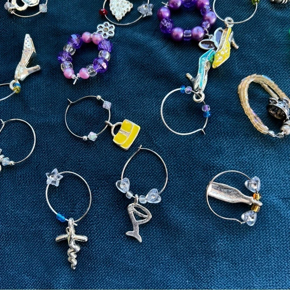 23 ASSORTED WINE CHARMS SOME MATCHING EUC
